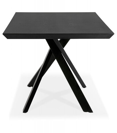 Design eettafel met x-vormige centrale voet 'WALABY' van zwarte hout - 200x100 cm