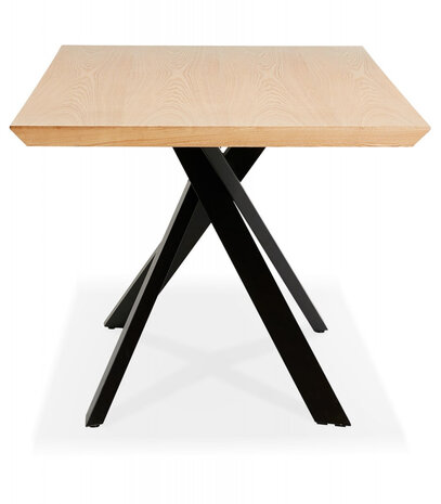 Design eettafel met x-vormige centrale voet 'WALABY' van hout met natuurlijke afwerking - 200x100 cm