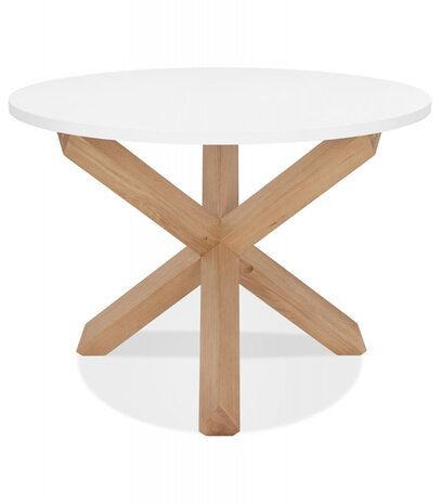Ronde witte designtafel 'MARVEL' in massief eik - Ø 120 cm