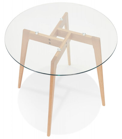 Kleine, ronde 'ANGELA' eettafel van doorzichtig glas - Ø 100 cm