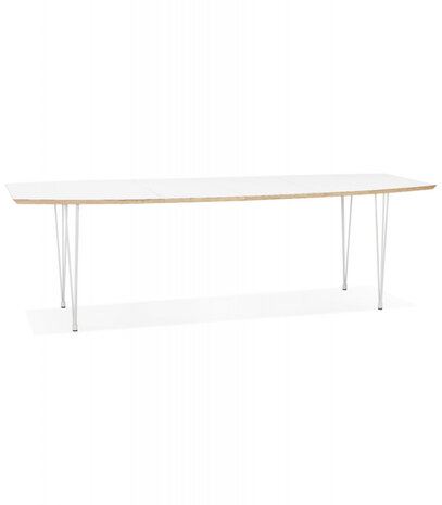 Table de salle à manger extensible 'TADAM' blanche avec pieds en métal blanc - 170(270)x100 cm