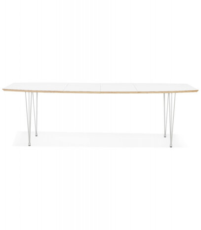 Table de salle à manger extensible 'TADAM' blanche avec pieds en métal blanc - 170(270)x100 cm