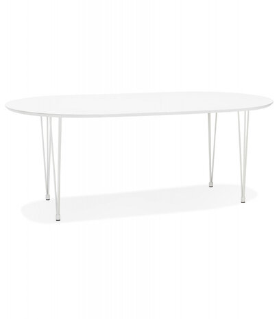 Ronde uitschuifbare witte eet-/vergadertafel 'CHAMONIX' - 120(220)x120 cm