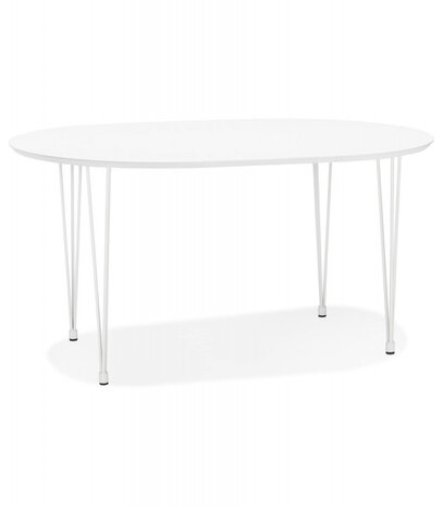Ronde uitschuifbare witte eet-/vergadertafel 'CHAMONIX' - 120(220)x120 cm