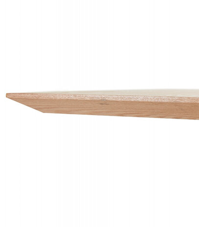 Vierkante eettafel 'ANITA' van natuurkleurig afgewerkt hout en zwart metaal - 140x140 cm
