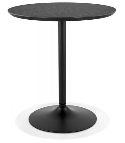 Ronde design tafel 'HUSH' van hout en zwart metaal - Ø 80 cm