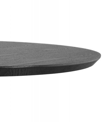 Ronde design tafel 'HUSH' van hout en zwart metaal - Ø 80 cm