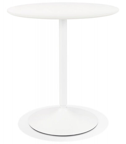 Ronde designtafel 'CHIVA' van hout en wit metaal - Ø 80 cm