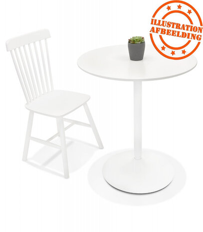 Ronde designtafel 'CHIVA' van hout en wit metaal - Ø 80 cm