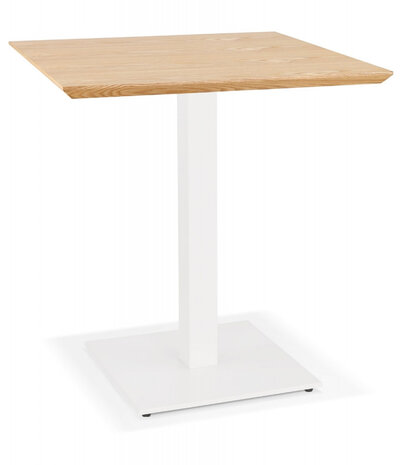 Vierkant eettafeltje 'REGIS' van natuurlijk afgewerkt hout en wit gietijzer - 70x70 cm