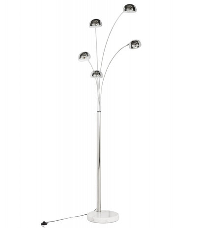 Verchroomd lamp 'FIVE BOWS' met 5 armen