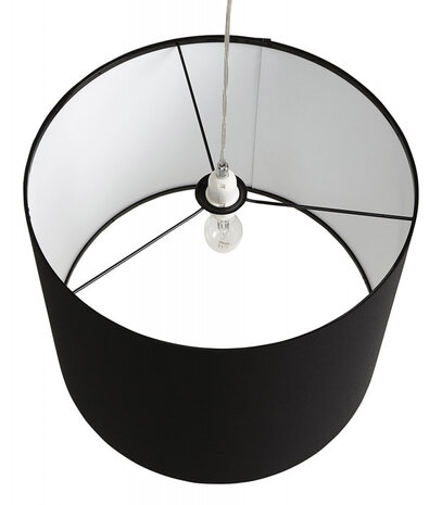 Ronde hanglamp 'BUNGEE' met zwarte lampenkap