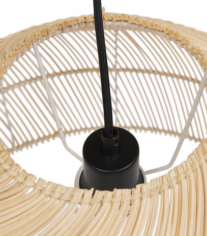 Ronde hanglamp 'CANUL' van natuurlijk gevlochten rotan