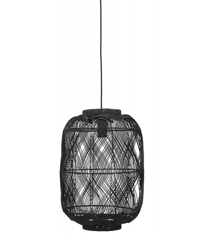 Hanglamp in lantaarnstijl 'PACITO' van zwarte rotan
