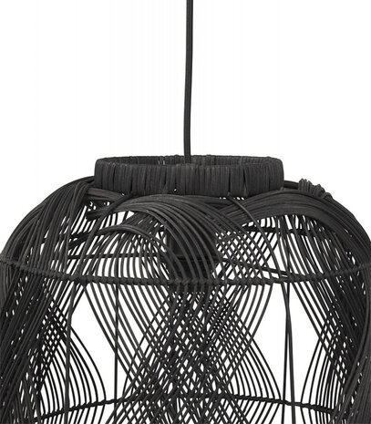 Hanglamp in lantaarnstijl 'PACITO' van zwarte rotan