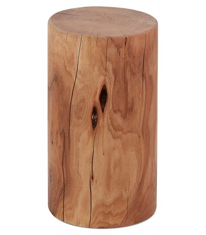 Bijzettafel / Boomstamkrukje 'STOLY' van natuurlijk afgewerkt massief hout