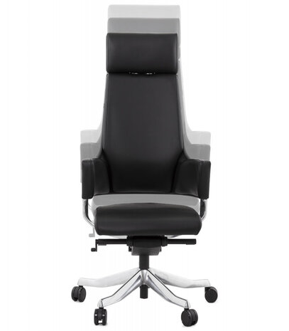 Ergonomische bureaustoel 'VIP' in echt zwart leder.
