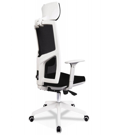 Design bureaustoel 'MATILDA' van zwarte stof met wit frame