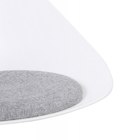 Design loungestoel 'DAPHNE' van witte kunststof en grijze stof