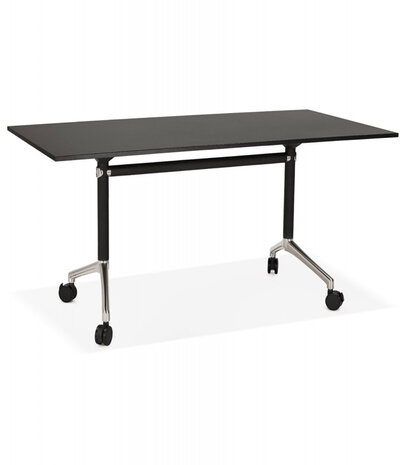 Zwart opklapbaar bureau 'FLEXO' op wieltjes - 160x80 cm