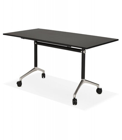 Zwart opklapbaar bureau 'FLEXO' op wieltjes - 160x80 cm
