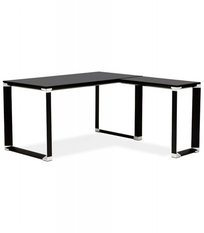 Design, hoekvormig directiebureau 'XLINE' 160 van zwart hout (hoek naar keuze) - 160 cm