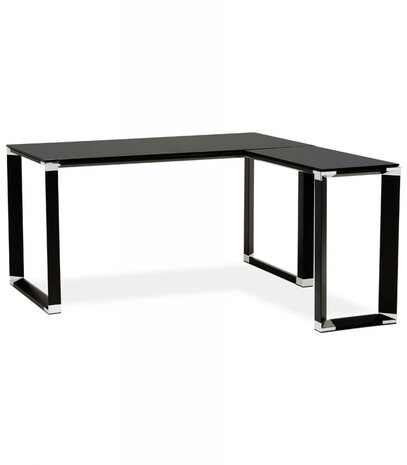 Design hoekbureau 'XLINE' 160 van zwart glas (hoek naar keuze) - 160 cm