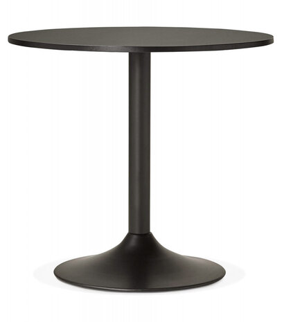 Kleine, ronde, zwarte bureau-/eettafel 'ATLANTA' - Ø 90 cm