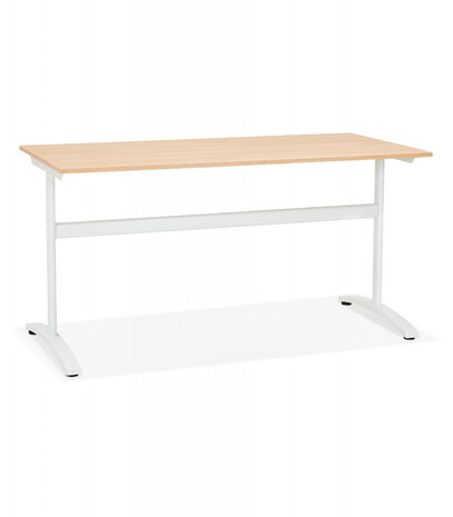 Grote rechte bureau 'CRYPTO' in hout natuurlijke afwerking - 160x80 cm
