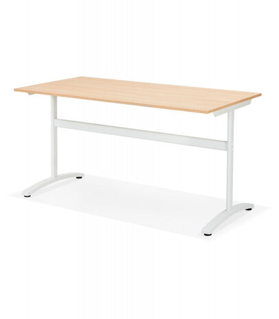 Grote rechte bureau 'CRYPTO' in hout natuurlijke afwerking - 160x80 cm