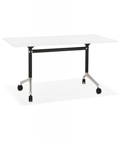 Groot opklapbaar bureau 'FLEXO' wit op wielen - 160x80 cm