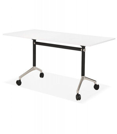 Groot opklapbaar bureau 'FLEXO' wit op wielen - 160x80 cm