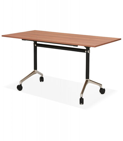 Groot opklapbaar bureau 'FLEXO' op houten wielen. walnoot hout afwerking - 160x80 cm