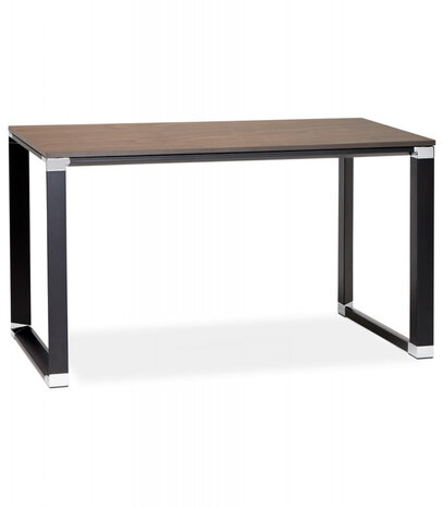 Klein recht designbureau 'XLINE' met notenhouten afwerking en zwart metaal - 140x70 cm