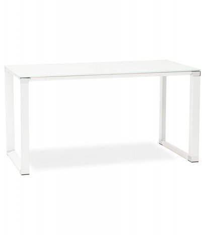 Klein recht designbureau 'XLINE' uit wit glas - 140x70 cm