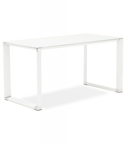 Klein recht designbureau 'XLINE' uit wit glas - 140x70 cm