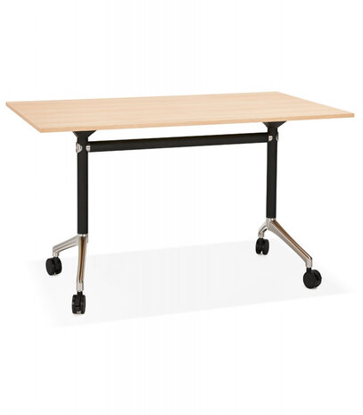 Plooibaar bureau 'FLEXO' op wieltjes in natuurlijke houtafwerking - 140 x 70 cm
