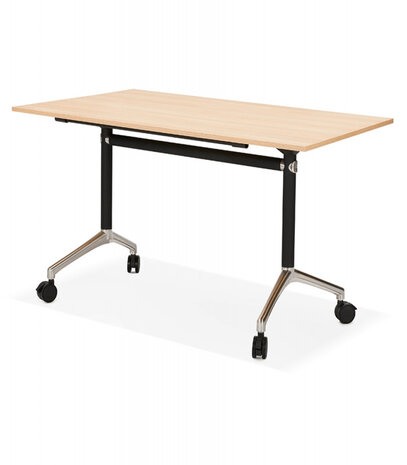 Plooibaar bureau 'FLEXO' op wieltjes in natuurlijke houtafwerking - 140 x 70 cm