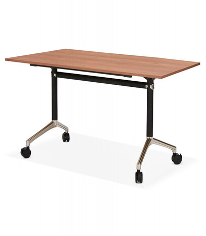 Plooibaar bureau 'FLEXO' op wieltjes in houtafwerking notelaar - 140 x 70 cm