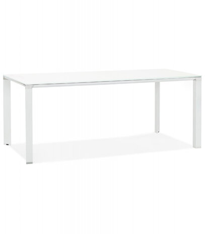 Design vergadertafel/eettafel 'XLINE' van wit glas - 200x100 cm