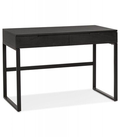 Rechte design bureau 'DOMINIK' van hout en zwart metaal - 120x60 cm