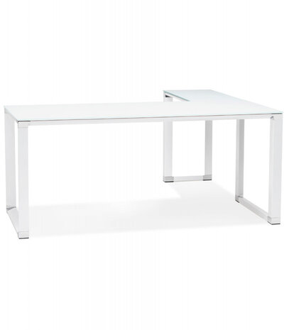 Groot hoekbureau van wit glas 'XLINE' (hoek naar keuze) - 200 cm