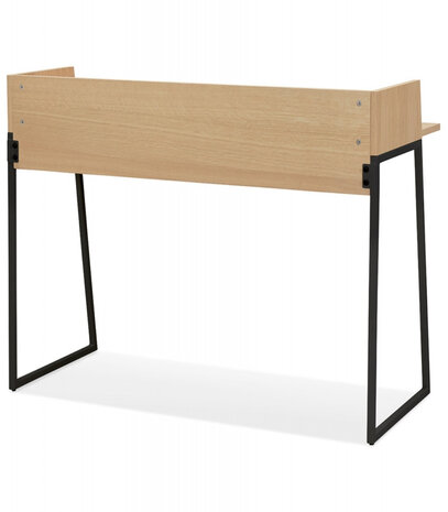 Rechte design bureau 'SALMON' in natuurkleurig hout en zwart metaal