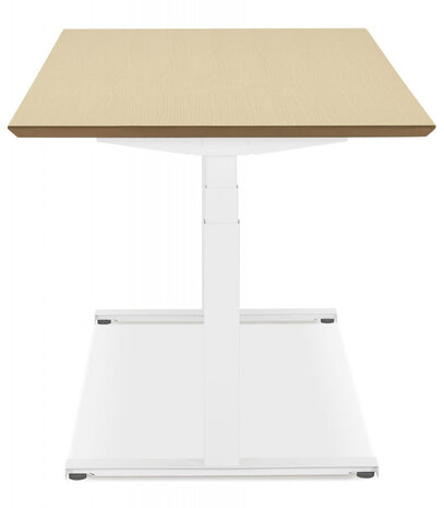 Witte elektrische zit/sta-bureau 'BIONIK' met blad in natuurlijke houtafwerking - 180x90 cm