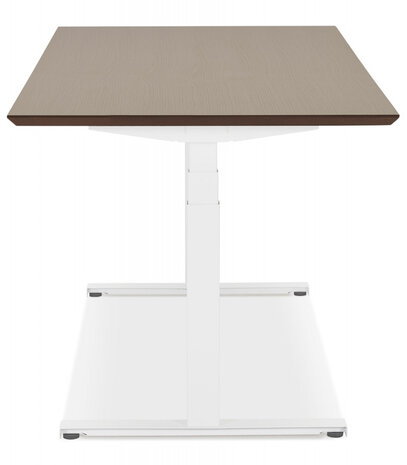 Witte elektrische zit/sta-bureau 'BIONIK' met blad in notenhouten afwerking - 180x90 cm