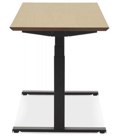 Zwarte elektrische zit/sta-bureau 'BIONIK' met blad in natuurlijke houtafwerking - 150x70 cm