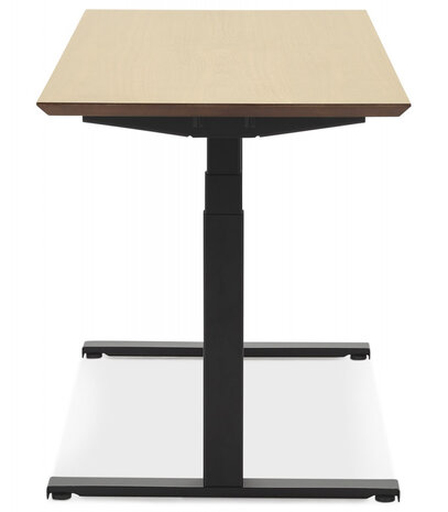 Zwarte elektrische zit/sta-bureau 'BIONIK' met blad in natuurlijke houtafwerking - 180x90 cm