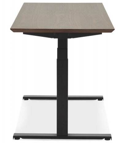 Zwarte elektrische zit/sta-bureau 'BIONIK' met blad in notenhouten afwerking - 180x90 cm