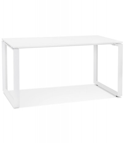 Rechte design bureau 'BAKUS' van wit hout en metaal - 160x80 cm