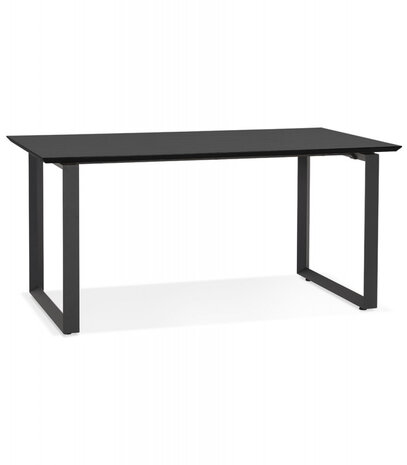 Grote rechte directiebureau 'GIMINI' van hout en zwart metaal - 180x90 cm